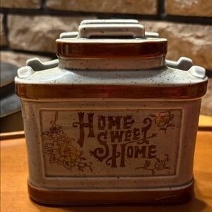 Vintage Home Sweet Home Ceramic Kitchen Canister. Japan. Sticker attached.